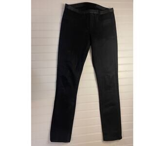 Helmut Lang Black Wax Coated Stretch Pants Skinny Size Womens 26